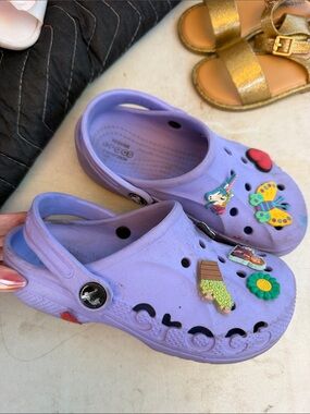 CROCS Kids' Lavender Slip-On Clogs with Decorative Charms